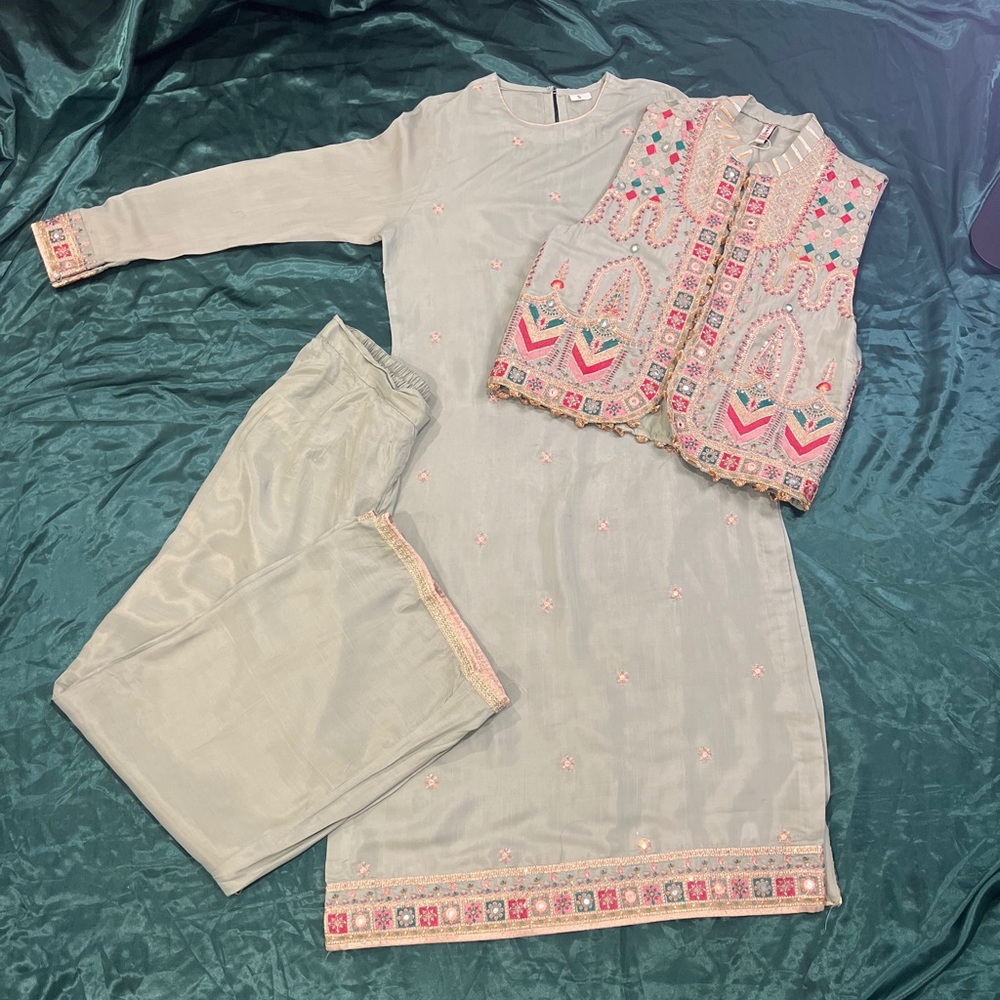 Pastel Green South Asian Traditional Suit by Ethnic